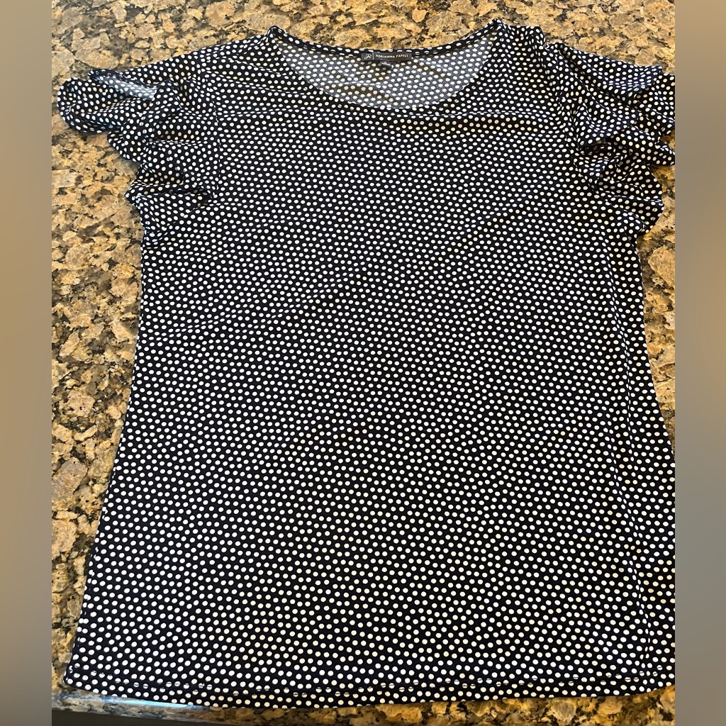 Navy And White Polka Dot Blouse Top